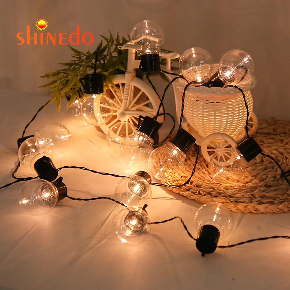 10 Led solar trasparente ball outdoor string light string trasparente retro round ball bulb lights per la decorazione delle vacanze