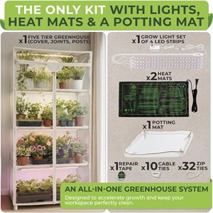 <span class=keywords><strong>Serre</strong></span> d'intérieur Carpathen à 4 niveaux avec éclairage de culture, 2 tapis chauffants, 4 bandes LED à spectre complet dimmables 15W, <span class=keywords><strong>mini</strong></span>-<span class=keywords><strong>serre</strong></span> avec couverture en PVC zippée - Product Image 6