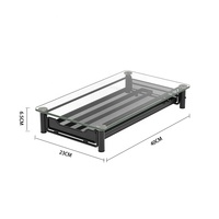 Support de rangement pour capsules en acier au carbone, type sur pied à un niveau, élégant, pour vaisselle, avec style verre et acier