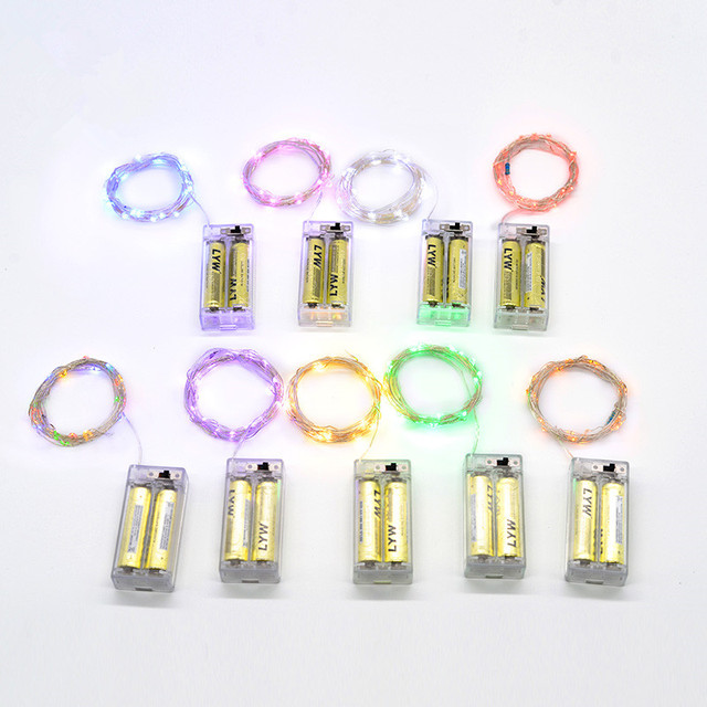2AA Battery Powered 1m 10LED Copper Silvery Wire Christmas Wedding Party Desk Decorate Fairy Small Led Multicolor String Lights