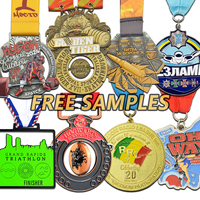 Échantillon gratuit Médaille d'émail personnalisée en alliage de zinc métallique de style antique Récompenses 2D 3D or pour logo de danse course à pied football sport