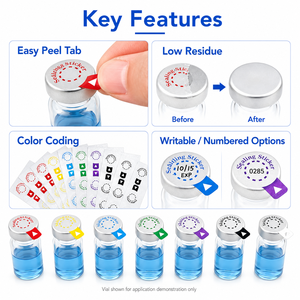 Autocollants de scellage personnalisés pour flacons de 3 ml avec languettes de décollement faciles pour l'identification des échantillons de laboratoire - Product Image 5