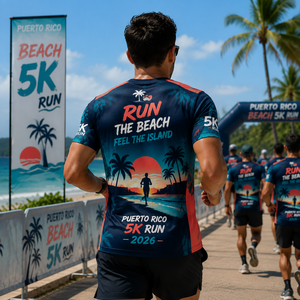 Camiseta Personalizada para Correr en la Playa, Puerto Rico, Carrera 5k, Maratón, Impresión por Sublimación Completa, Secado Rápido, Camiseta Deportiva - Product Image 2