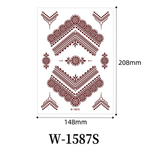 Autocollant de tatouage temporaire motif henné indien, film PET imperméable, taille unique pour le dos de la main, festival, fête - Product Image 5