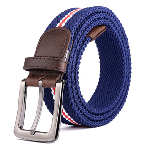 Cintos Trançados de Poliéster/<span class=keywords><strong>Rubber</strong></span> com Fivela de Liga de Alta Qualidade, Ajustáveis e Elásticos para Esportes ao Ar Livre e Golfe para Homens - Product Image 3