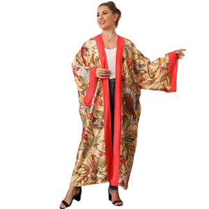 Long Cardigan Women Long Sleeve Maxi Breathable Print Women Floral <strong>Plus</strong> <strong>Size</strong> Swim Dress <strong>Kimono</strong> Open Front - Product Image 1
