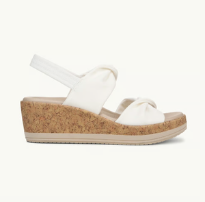 Sandali Casual alla Moda con Cinturino Posteriore, Punta Rotonda, Comfort in Tessuto Elasticizzato, Suola a Zeppa con Fiocco per Donne - Product Image 3