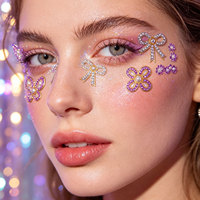 Perles 3D personnalisées en strass pour le visage, bijoux papillon, étoile, cœur, fleur, bijoux pour les yeux, pour maquillage de festival, artisanat DIY, vente en gros OEM