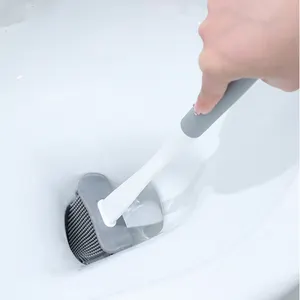 2024 Hot Selling Wholesale WC Cleaning Silicone Brush Bathroom PP Toilet Cleaning Brush Silicone Toilet Brush And Holder Set