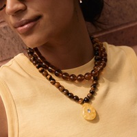 Collier Perlé Fait Main en Acrylique, Contraste de Couleurs, Pierres Brutes et Strass, Bijoux Rétro de Niche, Accessoires pour Femme, Cadeau - Grande Vente