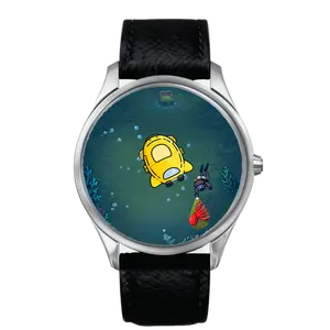 Reloj de Cuarzo de Acero Inoxidable con Diseño de <span class=keywords><strong>Pulpo</strong></span> de Dibujos Animados, Correa de Cuero Vacuno, Estilo de Nicho, Resistente al Agua - Product Image 3