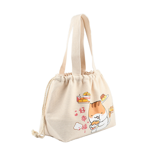 Bán buôn biểu tượng tùy chỉnh thân thiện với môi bền dày tái sử dụng hàng tạp hóa mua sắm bông Tote Túi với dây rút - Product Image 2