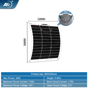 Modules photovoltaïques solaires en silicium AK Custom à haute efficacité 20W-550W, semi-flexibles, type N, panneaux solaires de charge pour téléphone portable - Product Image 5