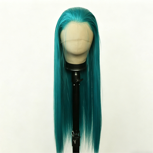 <span class=keywords><strong>Parrucca</strong></span> Sintetica Lunga e Liscia <span class=keywords><strong>Verde</strong></span> Teal, Resistente al Calore, con Frontale in Pizzo Trasparente 13*4, alla Moda, per Donne - Product Image 1