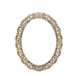 Gold Oval Vintage Elegance <b>Photo</b> <b>Frame</b> <b>6</b>" <b>X</b> <b>8</b>" Made of Durable Zinc Alloy Metal Hollow Carved Floral Pattern - Product Image 1