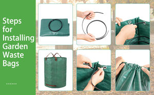 Bolsas de Plástico para Residuos de Jardín, Recolector de Hojas para <span class=keywords><strong>Piscina</strong></span>, Cesta de Hojas Plegable con 4 Asas Reforzadas, Resistente al Agua - Product Image 6