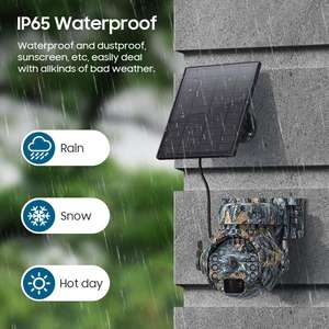 Caméra de sécurité solaire IP65 à double sens audio, batterie solaire, IR PIR, caméra solaire sans fil miniature, camouflage, caméra de chasse solaire - Product Image 4