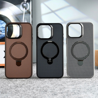 Étui de téléphone magnétique en cuir et fibre de carbone JOYPORODO B331 avec support pour iPhone 16 15 14 Pro Max, coque rigide en PC avec anneau de support
