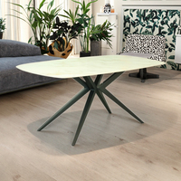 Usine chinoise vend personnalisé moderne lumière luxe pieds métalliques en céramique table verre trempé meubles de salle à manger 4 places pour