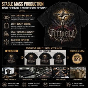 T-shirt Oversize da Uomo con Stampa Gotica a Croce, Stile <span class=keywords><strong>Rock</strong></span> Street Trendy, con Scritte Personalizzate in Strass e Grafica Lavata - Product Image 2