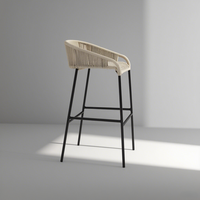 Chaise haute de bar en métal tressé de style moderne pour hôtel, bistrot, bar, meubles de jardin, tabouret de bar de cuisine, comptoir de bar
