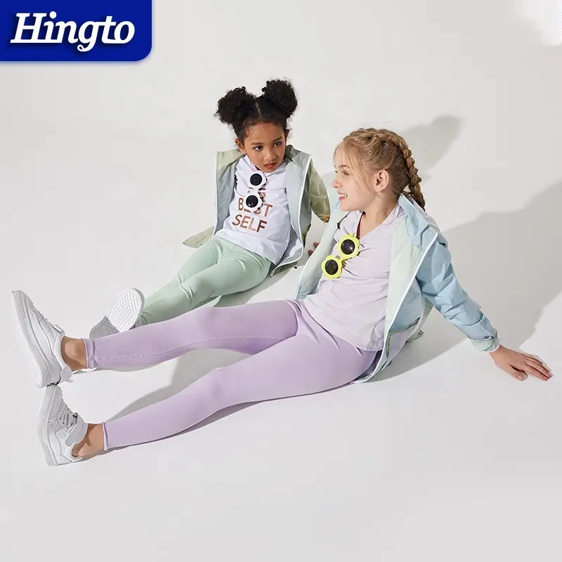 Hingto ODM customize yoga pants kids fitness clothing sports clothes child yoga gym leggings for kids
