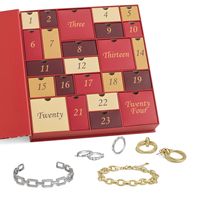 Boîte Calendrier à 24 Tiroirs pour Bijoux Personnalisés, en Carton Rigide, Papier Spécial, Gaufrage et Estampage à Chaud Doré pour Bracelets, Bagues et Cadeaux