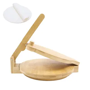 Rotatable Tortilla Press Maker 10 Inch Bamboo Square Tortilla Press Maker With 100 Pieces Parchment Paper Homemade