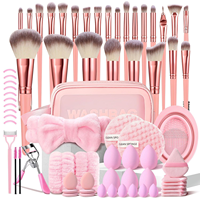 Set Kuas Makeup Premium 49 Buah Bulu Sintetis Gagang Kayu Ramah Perjalanan untuk Aplikasi Wajah dan Mata Termasuk 30 Kuas
