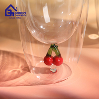 Mug à café en verre à double paroi XMAS, vente en gros, tasse en verre borosilicate de haute qualité avec décoration intérieure, jolie tasse à café en verre à double paroi