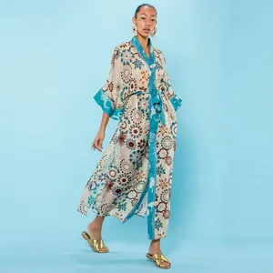 Lancai – Cardigan en mousseline de soie, Kimono pour femmes, tissu en Polyester, manches longues, robes décontractées pour femmes, été