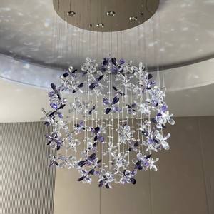 Lámpara colgante con diseño de flores de cristal para sala de estar, dormitorio, comedor, candelabros redondos ovalados - Product Image 4