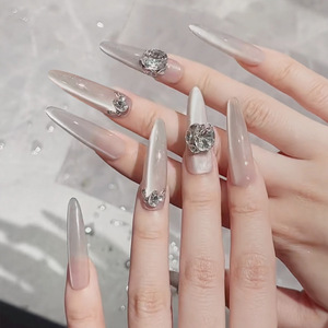 Faux ongles à presser bon marché en gros, motifs variés, brillants, en forme d'amande, réutilisables - Product Image 3