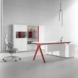 Modern Design Home Office Furniture MDF Iron Legs Small Desk Manager L Shaped Luxury Executive Office Desk