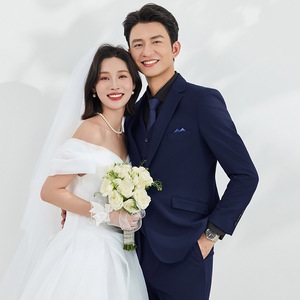 Groom Blue Suit Slim Fit Formal Wear Wedding Attire Business Style <b>Work</b> Professional - Product Image 3