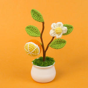 Nueva llegada delicada flor de ganchillo multicolor árbol frutal planta en <span class=keywords><strong>maceta</strong></span> con <span class=keywords><strong>maceta</strong></span> al por mayor adorno de flores de punto de lana - Product Image 6