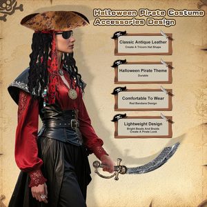 <span class=keywords><strong>Accessori</strong></span> per Costume da <span class=keywords><strong>Pirata</strong></span> MH-1025 per Adulti, Cappello Ecologico per Halloween, Benda per Occhi, Collana con Teschio, Coltello in Plastica Argento - Product Image 5