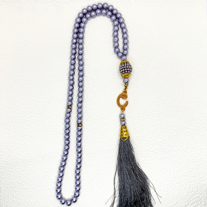 Rosario Islamico Unisex con 99 Perle in Resina, Perle di Vetro Imitazione per Preghiera Musulmana, Pendente con Nappa Islamica, Tasbih Musulmano per Preghiera - Product Image 3