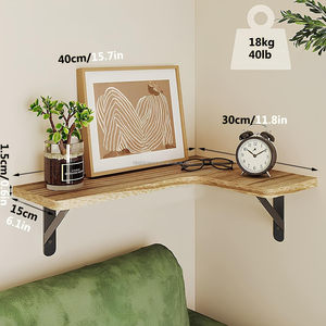 Étagères murales en bois à 2 niveaux en forme de L, <span class=keywords><strong>design</strong></span> flexible, étagères flottantes d'angle pour la décoration de la maison - Product Image 5