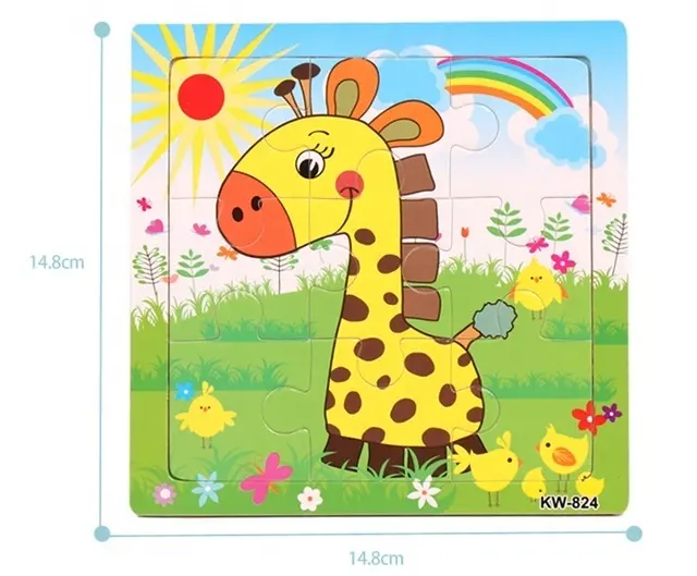 Hot Sale Holz spielzeug Puzzle Holz Lernspiel zeug für Kleinkinder 9PCS Puzzle Tier Holz Puzzle für Baby