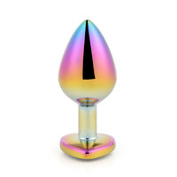 Jouets anaux en métal SM en forme de cœur colorés pour adultes, kit d'expansion anale, plug en acier inoxydable, jouet sexuel pour adultes, 3 tailles