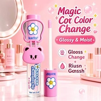 Huile à lèvres changeante de couleur 3 en 1, réactive au pH, hydratante, blush liquide pour les lèvres et les joues avec miroir portable