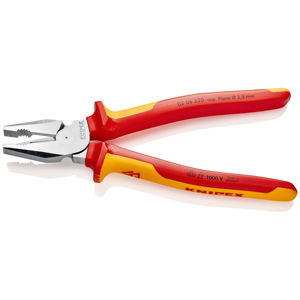 Pince combinée KNIPEX 02 06 225 robuste, isolée, avec poignées multi-composants, testée VDE, chromée 225 - Product Image 2