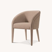 Fauteuil de salle de bain moderne et confortable en tissu mélange lin brun cannelle avec dossier enveloppant en U pour salle à manger et bureau à domicile