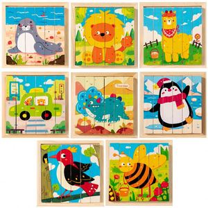Jouet Montessori 4 en 1 Blocs en bois massif durables Puzzle en bois d'animaux - Product Image 6