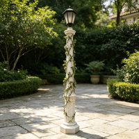 Lampadaire de jardin en marbre naturel personnalisé, sculpture européenne sculptée à la main, lampadaire pour la décoration de projets de parcs et de villas