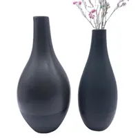 Redeco özelleştirmek toptan zanaat siyah basit silindir 2020 asya seramik çiçek vazo ev için çiçek dekorasyon