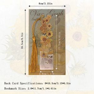 Marque-page en métal à motif de peinture à l'huile célèbre avec pompon, cadeau artistique pour les amateurs de livres, lecteurs et passionnés de littérature, logo personnalisé, impression UV, style antique - Product Image 4