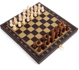 3-in-1 da bàn cờ bằng gỗ cờ vua miếng backgammon cờ trò chơi Quà Tặng sự lựa chọn cho trẻ em và người lớn <span class=keywords><strong>2</strong></span> người chơi - Product Image 6