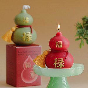 Chinese Gourd "Fu Lu" Scented <b>Candle</b> - Traditional Feng Shui Decor for Good Luck & Blessings Popular National Style - Product Image 3